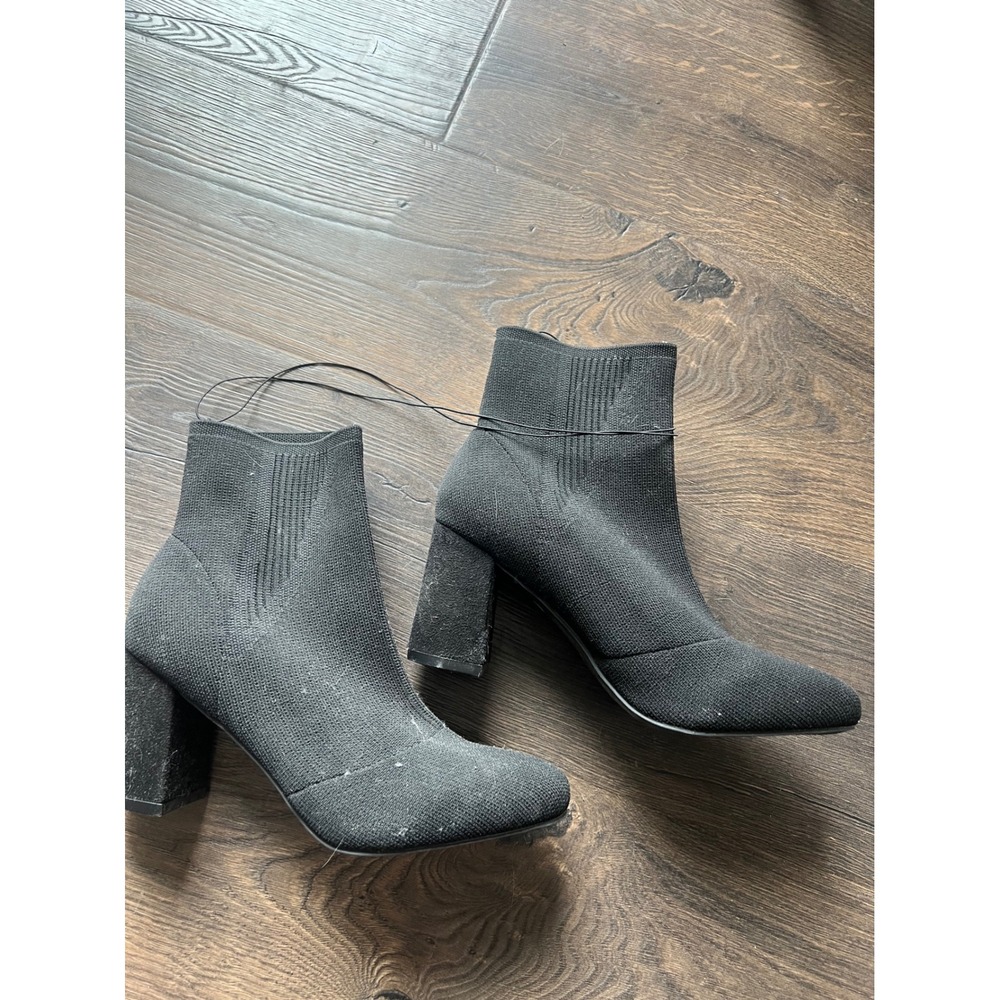 New- MIA Black Knit Sock Booties Block Heel Ankle‎ Boots Women Size 10M